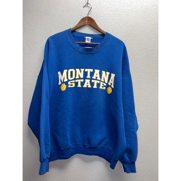 Vintage Montana State Sweatshirt Russell Athletic Crewneck 1990s 90s XL - Picture 1 of 9